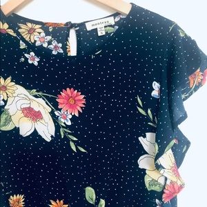 Monteau Floral Ruffle Sleeve Blouse